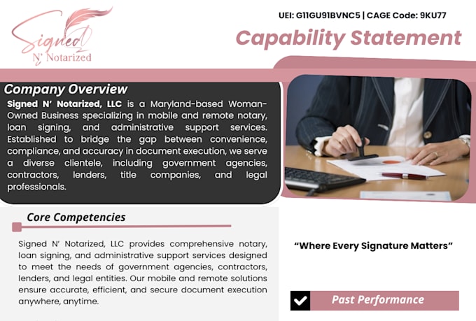 design government capability statement, to secure government contracts